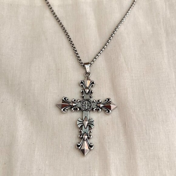 y2k 2000s grunge heavy metal punk gothic emo cross pendant necklace - Picture 7 of 8